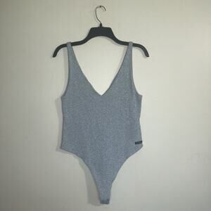 Calvin Klein Women Grey Body Suit Thong Clip Size Large